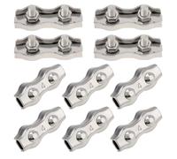 10pcs M3 Duplex 2-Post Cable Clamps, 304 Stainless Steel Duplex Wire Rope Clips for 1/8 Inch Diameter Double Bolt Cable Clamp