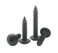10pcs M3 M3.5 M4 M5 M6 Black Zinc Plated 304 Stainless Steel Truss Head Cross Recessed Mushroom Head Self Tapping Screw(12mm,M5 (10pcs))