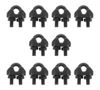 10pcs M4 Wire Rope Clamp U Bolt Saddle Fastener, 304 Stainless Steel | Black Finish, Polished Burr-free Surface, Single Buckle Lock, for Rope Ends and Wire Rope Loops
