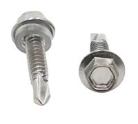10pcs M5.5 M6.3 410 Stainless Steel Washer External Hex Hexagon Head Self Drilling Tapping Screws(16mm,M5.5 10pcs)