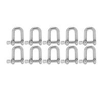 10Pcs M5 Straight D Shackle, Stainless Steel D Type Rigging Chain Shackle Hook, Heavy Duty Screw Pin Sling Shackles with 80kg Load Capacity, for Marine Hardware and Outdoor Rigging