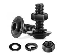 10Pcs M5 x 16mm Bolt Flanged Button Head Socket Cap Bolt Screws, Black Oxide 304 Stainless Steel Nuts and Bolts, Allen Screws, Flat & Lock Washers, Nuts and Bolts Assortment Kit by Wavanta
