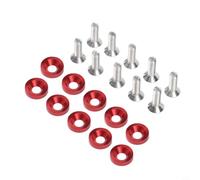10pcs M6 Aluminum Anodized Bolt and Washer Set for Auto For fender and Under Hood Component Replacement (Red)