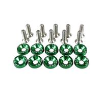 10pcs M6 Aluminum Hex Fasteners Set | Concave for Fender Washer Bolts for Car Bumper & Engine Bay - JDM Style Lightweight Hardware with Corrosion-Resistant Anodized Finish(Green)