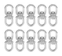 10Pcs M6 Double Ended Swivel Hooks, Stainless Steel 8-Shape Shackle Ring Connector with 360° Rotation for Chains Ropes, Ideal for Camping Fishing Hiking Outdoor Gear
