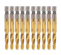 10Pcs M6 HSS Screw Tap Kit, Spiral Drill Bit Set Tapping Drill Bit Tool, Ti Coating Composite Spiral Flute Tap Accessory