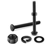 10Pcs M6 x 100mm Hex Head Bolt Screws, Black Oxide 304 Stainless Steel Nuts and Bolts, Flat & Lock Washers, Nuts and Bolts Assortment Kit by Wavanta