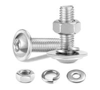 10Pcs M6 x 25 mm Bolt Flanged Button Head Socket Cap Bolt Screws, Nuts and Bolts 304 Stainless Steel, Allen Screws, Flat & Lock Washers, Nuts and Bolts Assortment Kit by Wavanta