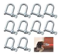10PCS M8 D Shackle Heavy Duty, D Ring Shackle 304 Stainless Steel with Screw Pin, Rustproof Marine D Shackles for Ropes Chains Camping Lifting Hiking Accessories and Rope Chain Link