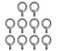 304 Stainless Steel M8 Lifting Eye Bolt - 10 Pack, Eyebolts With Threaded Rod & Ring Shape, Hardware for Engineering Lifting Equipment