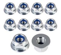 10Pcs M8 Nyloc Hex Nuts, 8mm Self Locking Nylon Nut Stainless Steel Hex Lock Nuts M8 Flanged Nylon Insert Thread Hexagon Nutstones for Bolts Screws