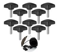 10pcs M8 Thumb Screws, 16mm Thread T Handle Knobs, Black Plastic Wing Knobs with Zinc Plated Steel Insert for Machinery, Fixtures, 3D Printer & Woodworking