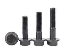 10Pcs M8 x 60mm Flanged Hex Head Bolts， Flange Hexagon Screws, Half Thread, Alloy Steel, Black Oxide Finish