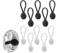 10Pcs Magnetic Cable Ties, Silicone Cable Clips, Cord Organizer, Reusable Magnetic Cord Ties, USB Cable Manager for Office, School, Home(Black,White)