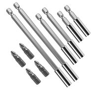 10PCS Magnetic Extension Bit Holder Set - 60mm, 100mm, 150mm Impact Drill Hex Extension Bar with 4 PZ2 Screwdriver Bits - Magnetic Bit Holder for Impact Driver & Electric Drill Screwdriver