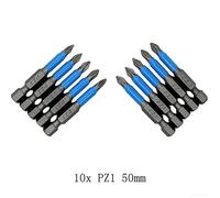 10pcs Magnetic Screwdriver Bits, 50mm Length, Non Slip PH1, PH2, PH3, for PZ1, PZ2, PZ3, Alloy Steel (PZ1)