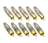 10PCS Male Connectors Video Cable Adapter 5 Red 5 Black Plugs With Anti Interference Design Perfect For Clear Sound High Fidelitys Sound Connectors