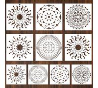 10pcs Mandala Dotting Stencils, 2 Sizes Reusable Mandala Art Tools Rangoli Template for Dot Painting Practical Dotting Tools for Water Cups Bottle Mug DIY(White)