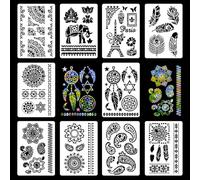 10PCS Mandala Stencils, Reusable Flower Pattern Furniture Templates for Painting on Fabric, Wall, Wood, Floor, DIY Art Projects and Rock Painting