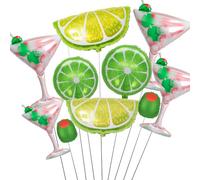 10pcs Martini Glass & Lime Foil Balloon Set, Cocktail Party Decorations with Olive Balloons, Green Pink Bar Theme Party Decor for Girls Night, Margarita Party, Bachelorette, A Tini Bit Older Party