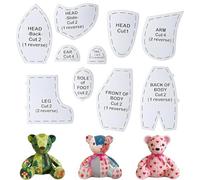 10pcs Memory Bear Sewing Patterns UK+Instruction Manual, Precise Cutting 15 Inch DIY Acrylic Handmade Teddy Bear Quilting Set, Memory Bear Template Pattern Set Birthday Gift