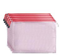 10PCS Mesh Zipper Pouch File Folder, A3 A4 A5 A6 B4 B5 Document Bag for Stationery Storage, School Office Supplies Organizer, Transparent Waterproof(Red,A6 (12cmx16cm))