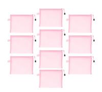 10PCS Mesh Zipper Pouch, Nylon Mesh Storage Pouches A5 Size Zipper Documents Pouch Document Organizer Bags for School Office Home Travel Storage (Pink)