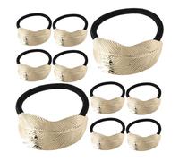 10pcs Metal Hair Scrunchies Leaf Shaped Ties Comfortable | Stylish Geometric Modern Design in Golden Metal, Suitable for Daily Wear and Salon Styling, for Ponytails and Braids