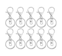 10pcs Metal Lobster Claw Clasps with Keyring, Swivel Snap Hooks