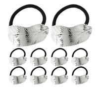 10pcs Metal Ponytail Holder Leaf Shaped Hair Ties Wraps Silver | Modern Geometric Bent Leaf Design, Workout-ready Grip, Fits Thick and Thin Hair, for School Events and Bridesmaids