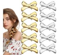 10PCS Metal Side Bang Bow Hair Clips for Women, Mini Bow Hair Clips Cute Hair Pins Small Bowknot Barrettes Hair Ribbon Alligator Clips Fashion Party Hair Accessories for Women Girls