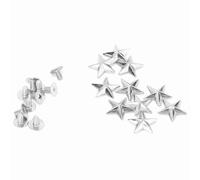 10pcs Metal Star Screws Nail Rivet Stud Rivet Spike Screw for Leather Craft Belt Bags Shoes DIY Decoration (14mm Convex Silver)