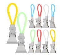 10pcs Metal Towel Clips with Hanging Loop Rope Colorful Plastic Beach and Bath Towel Holders for Home Organization