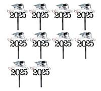 10PCS Metallic Graduation Hat Cake Decorations Academic Hat Cake Toppers For Dessert Table Party Theme Arrangements Graduation Accessories