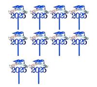 10PCS Metallic Graduation Hat Cake Decorations Academic Hat Cake Toppers for Dessert Table Party Theme Arrangements Metallic Themed Party Supplies