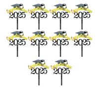 10PCS Metallic Graduation Hat Cake Toppers Academic Hat Cake Decorations Easy Installation For Dessert Table Setting Metallic Themed Party Supplies