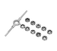 10Pcs Metric Die Set, Bearing Steel Thread Die Kit with Knurled Handle Wrench for Male Threading Repair, Removable Design for Mechanical and Furniture Use