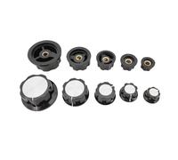 10Pcs MF-A01/MF-A02/MF-A03/MF-A04/MF-A05 Potentiometer Knob Cap Copper Inner Hole 6MM Black Rotary Switch Knobs Caps IDGTTLDF(10PCS A-05)