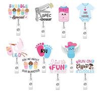 10PCS Midwifery Badge Reels, Cute ID Badge Holder Retractable Clip, Gifts for Maternity Nurses Labour Ward Staff