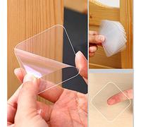 10PCS MILEQEE Large Double Sided Adhesive Pads for Mounting, 2-3/8in Two Precut Squares Tape Super Strong Heavy Duty Washable Sticky Patch Walls Hanging Nano Gel Clear 60mm, 2-23/64inchx2-23/64inch