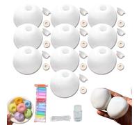 10pcs Milky Blank Skins Empty Stress Ball DIY Kit, Blank Pressure Ball Skin Diy Kit, Vacuum Squishy Stress Balls Kit, with Glue, Ultra Light Clay, 10 Ties, for Stress Relief (white)