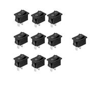 10pcs Mini 10x15mm 2 Pin SPST ON-Off Rocker Switch 3A 250V 6A 125V Case s654 (Black 10pcs)