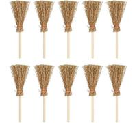 10Pcs Mini Brooms, Witch Straw Brooms, Doll House Brooms Dollhouse Accessories Props Miniature Artificial, Dollhouse Furniture Mini Furniture Halloween Decoration Accessory for Party Costume Cosplay