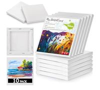 10PCS Mini Canvases for Painting - 5x5In Bulk Profile Small Square Canvases - 100% Cotton Mini Stretch Canvas for Children's Painting Art Supplies, School Home Decorating Projects