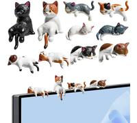 10PCs Mini Cat Figurine,Cute Cat Figures Car Dashboard Decorations,Realistic Cats Dolls Ornaments,Car Interior Decoration Rear View Mirror Ornaments,Multi-Color Cats Figures for Car Dashboard Decor