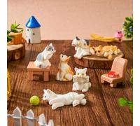 10pcs Mini Cat Figurines Lovely Tiny Rein Kitten Pet Chair Table Book Figures for Fairy Garden Bonsai Outdoor Garden Lawn Pot Car Dash Decorations
