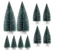 10Pcs Mini Christmas Tree, Small Christmas Tree Decorations, Bottle Brush Christmas Trees, Christmas Village Accessories, Xmas Table Decorations for Crafts Tabletop Home Party Decor