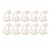 10Pcs Mini Creative Paperclips, Metal Bookmark Clip, Decorative Paper Clips for Organizing Recipes, Photo Albums, Envelopes(Rose Gold Rabbit Shape)