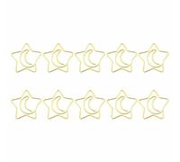 10Pcs Mini Creative Paperclips, Metal Bookmark Clip, Decorative Paper Clips for Organizing Recipes, Photo Albums, Envelopes(Gold Moon and Star Shape)