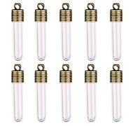 10pcs Mini Empty Glass Tube Bottle Charm Wish Pendants, 1 inch Clear Amazonite Vials for DIY Jewelry Making